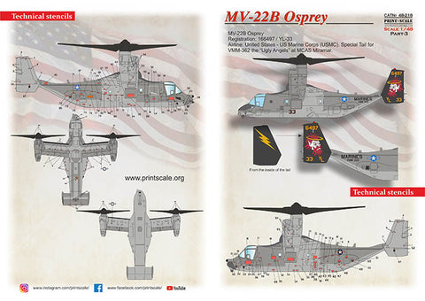 Print Scale 48-218 1/48 MV-22B Osprey Part 3 The complete set 1,5 leaf