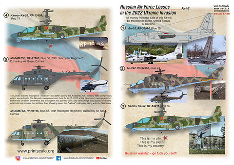 Print Scale 48-220 1/48 Russian Air Forces Losses in the 2022 Ukraine Invasion Part 2