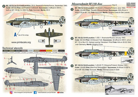 Print Scale 48-224 1/48 Messerschmitt Bf-110 Zerstorer Part 2