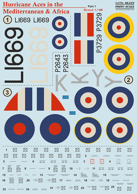 Print Scale 48-225 1/48 Hurricane Aces of the MTO and Africa Part 1