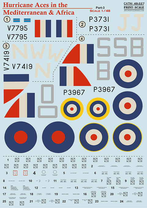 Print Scale 48-227 1/48 Hurricane Aces of the MTO and Africa Part 3