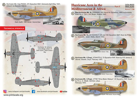 Print Scale 48-233 1/48 Hurrican Africa Aces Part 5