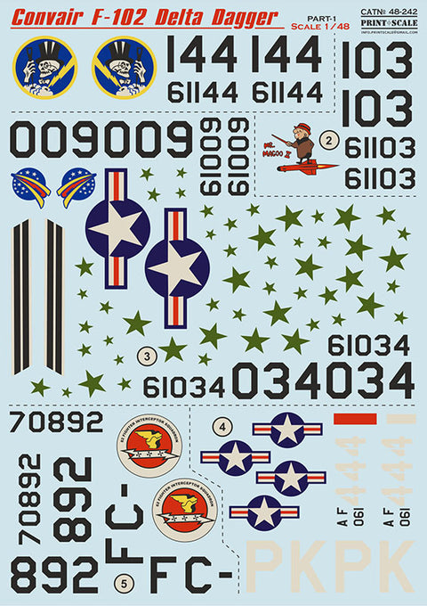 Print Scale 48-242 1/48 Convair F-102 Delta Dagger + Technical stencils Part 1 The complete set 2 leaf NEW - 901ce2ed-4c68-4504-a9b8-5ab19035718f