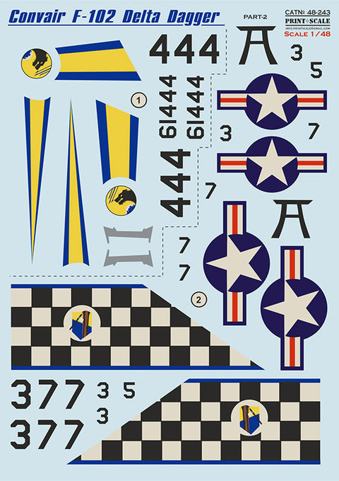 Print Scale 48-243 1/48 Convair F-102 Delta Dagger + Technical stencils Part 2 The complete set 2 leaf NEW
