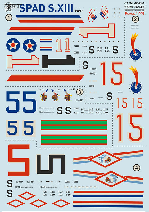 Print Scale 48-244 1/48 SPAD Xlll Part 1