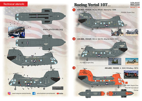 Print Scale 48-247 1/48 Boeing-Vertol 107 Part 3 The complete set 1,5 leaf