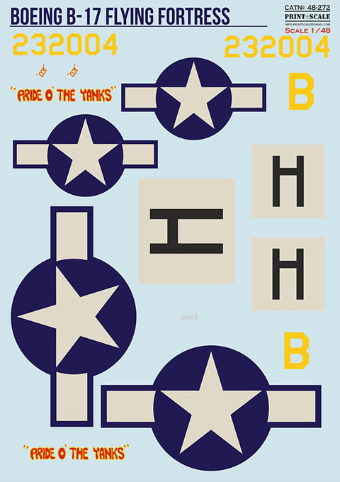 Print Scale 48-272 1/48 B-17 decals "Pride o the Yanks"