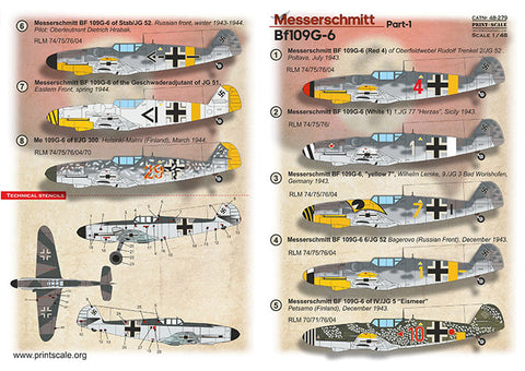 Print Scale 48-279 1/48 Me-109 G-6 Part 1 The complete set 2 leaf