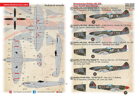 Print Scale 48-288 1/48 Supermarine Spitfire Mk.V (Low Backs) Part 1 Scale 1/48 The complete set 1,5 leaf