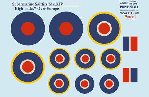 Print Scale 48-290 1/48 Supermarine Spitfire Mk.XIV (High Backs) Part 1 48-290 Scale 1/48 The complete set 1,5 leaf