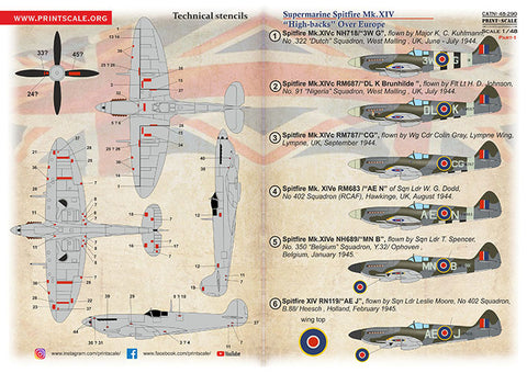 Print Scale 48-290 1/48 Supermarine Spitfire Mk.XIV (High Backs) Part 1 48-290 Scale 1/48 The complete set 1,5 leaf