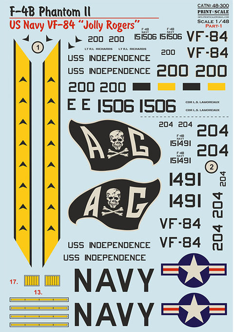 Print Scale 48-300 1/48 F-4B Phantom II US NAVY VF-84 "Jolly Rogers"