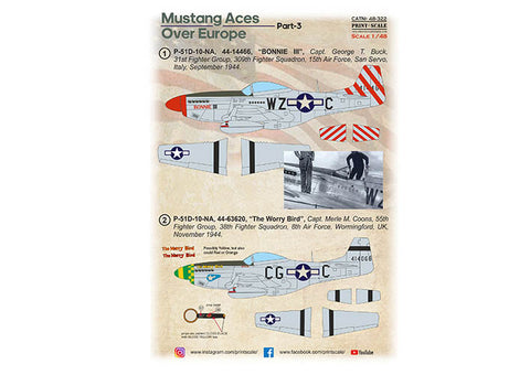 Print Scale 48-322 1/48 Mustang Aces Over Europe Part 3 48-322 Scale 1/48