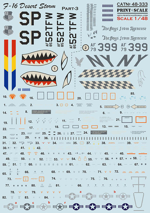 Print Scale 48-333 1/48 F-16 Desert Storm Part 3 48-333 Scale 1/48