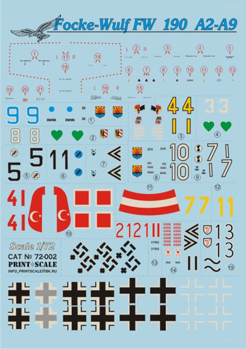 Print Scale 72-002 1/72 Focke-Wulf FW 190 A2-A9 72-002 Scale 1/72