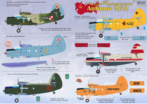 Print Scale 72-004 1/72 Antonov An-2 Two sheets, the general complete set.