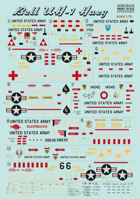 Print Scale 72-019 1/72 Bell UH-1 Huey 72-019 Scale 1/72