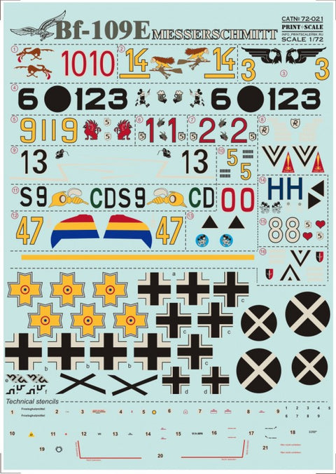 Print Scale 72-021 1/72 Messershmit Me-109 E
