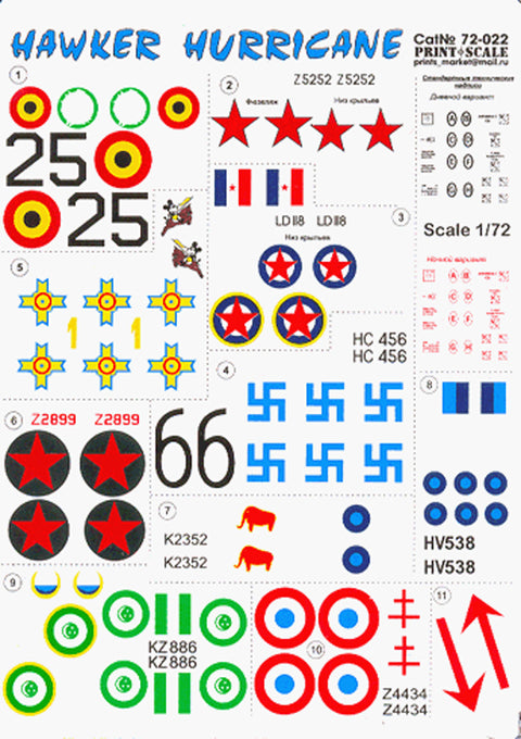 Print Scale 72-022 1/72 Hawker Hurricane