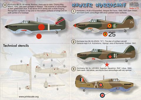 Print Scale 72-022 1/72 Hawker Hurricane