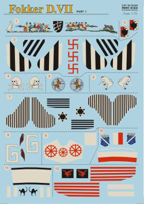 Print Scale 72-024 1/72 Fokker D VII Part 1 The complete set 4 leaf