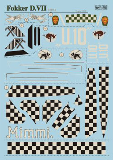 Print Scale 72-025 1/72 Fokker D VII Part 2 The complete set 3 leaf