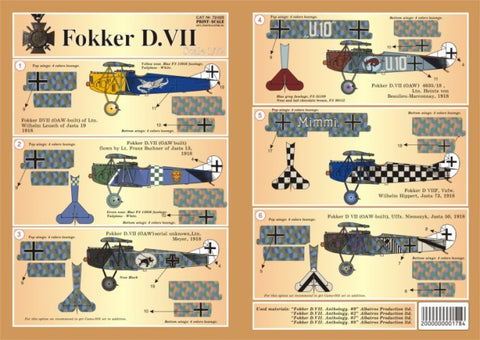 Print Scale 72-025 1/72 Fokker D VII Part 2 The complete set 3 leaf
