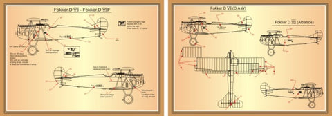 Print Scale 72-025 1/72 Fokker D VII Part 2 The complete set 3 leaf