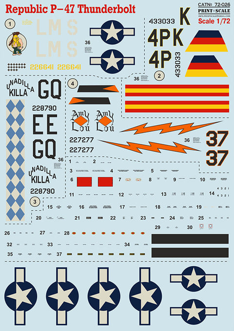 Print Scale 72-026 1/72 Republic P-47 Thunderbolt Part 1 72-026 Scale 1/72