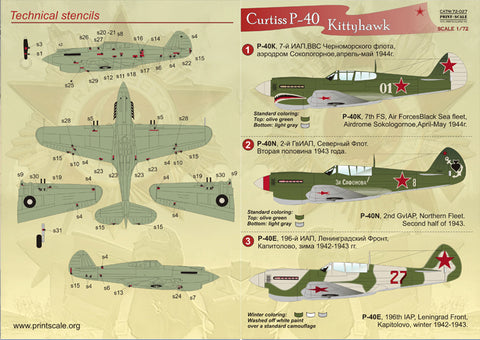 Print Scale 72-027 1/72 Curtiss P-40 Kittehawk