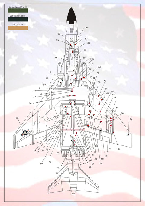 Print Scale 72-031 1/72 F-4 Phantom Technical stencils