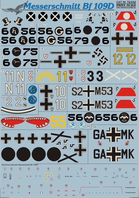 Print Scale 72-032 1/72 Messershmit 109 D