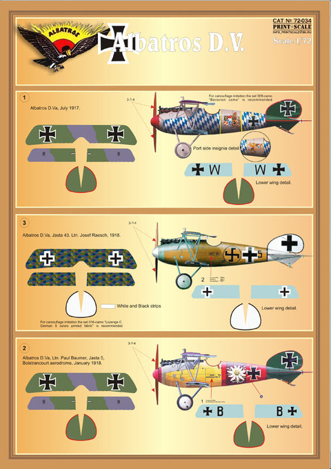 Print Scale 72-034 1/72 Albatros D.V.