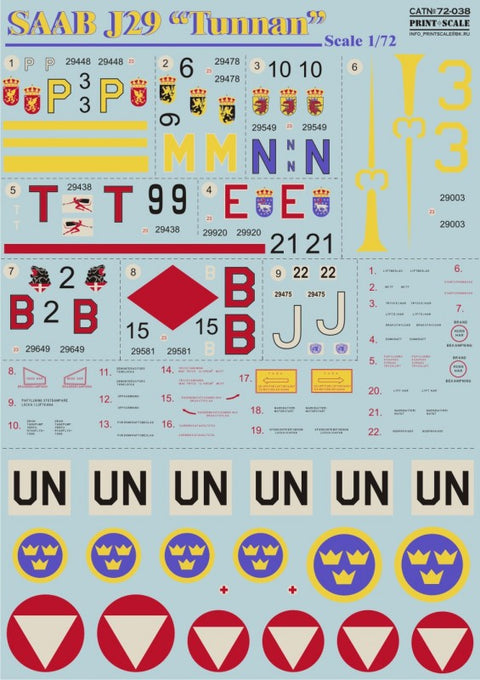 Print Scale 72-038 1/72 SAAB J29 Tunnan