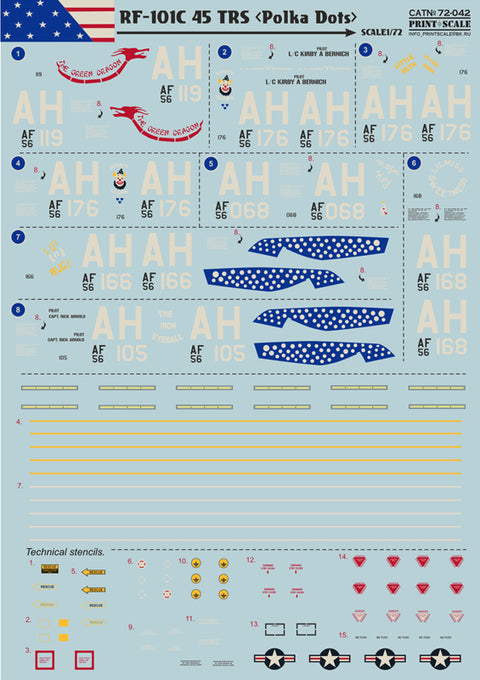 Print Scale 72-042 1/72 RF-101C Voodoo “Polka Dots” 72-042 Scale 1/72