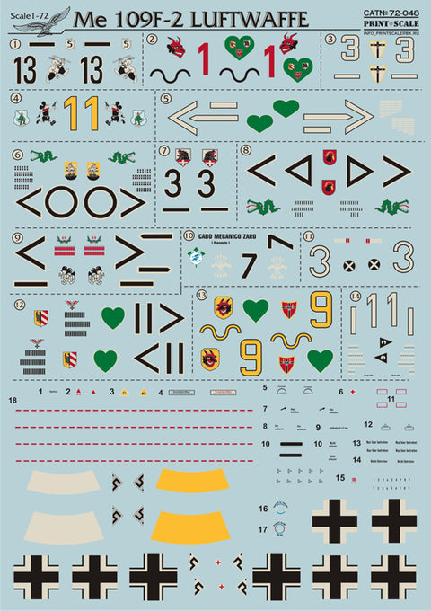 Print Scale 72-048 1/72 Messershmit Me 109 F2