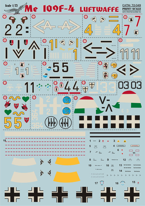 Print Scale 72-049 1/72 Messershmit Me 109 F4