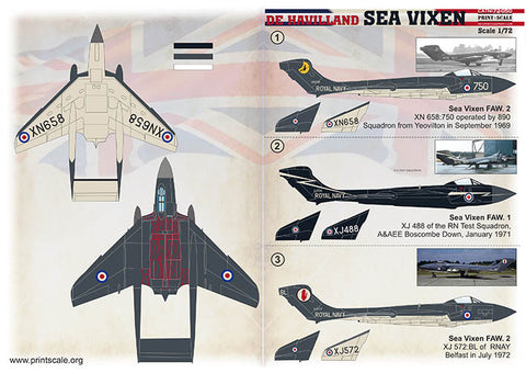 Print Scale 72-050 1/72 SEA VIXEN The complete set 2 leaf.