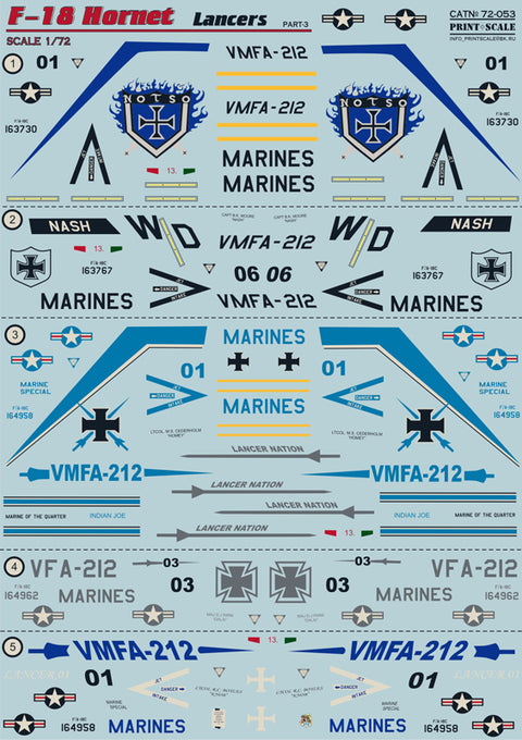Print Scale 72-053 1/72 F-18 Hornet Part 3 Lancers The complete set 1,5 leaf