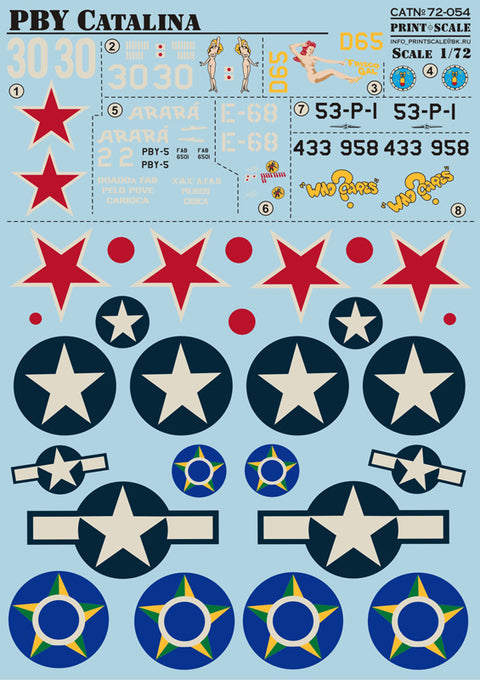 Print Scale 72-054 1/72 PBY Catalina The complete set 2 leaf