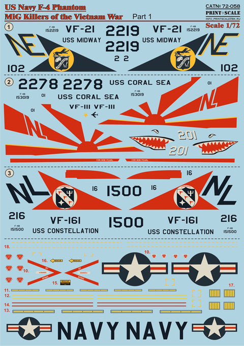 Print Scale 72-058 1/72 US NAVY F-4 Phantom Mig Killers Part 1