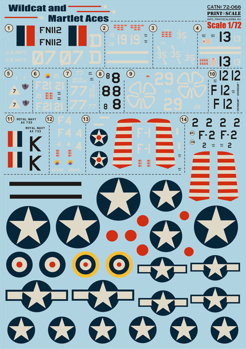 Print Scale 72-066 1/72 Wildcat and Martlet Aces