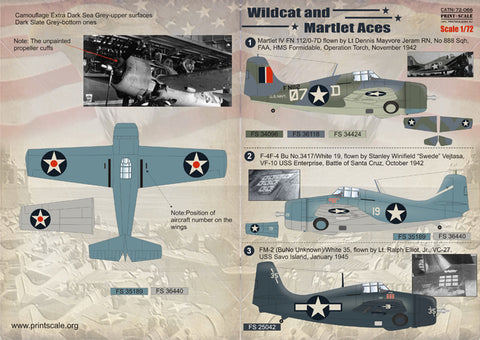 Print Scale 72-066 1/72 Wildcat and Martlet Aces