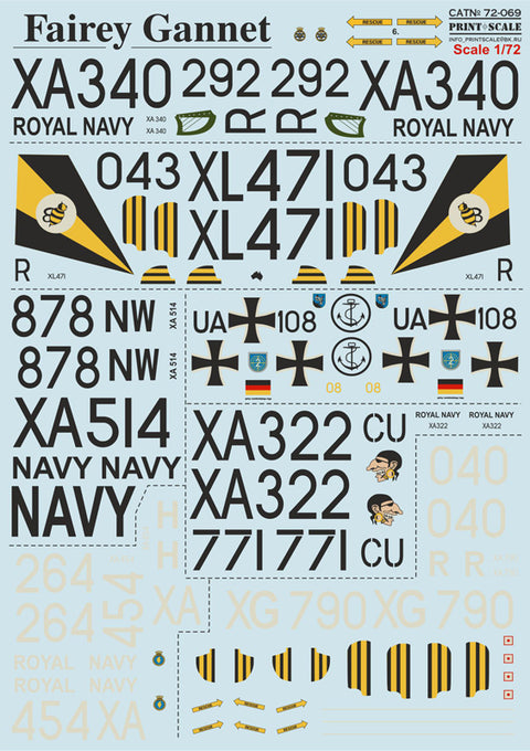 Print Scale 72-069 1/72 Fairey Gannet The complete set 1,5 leaf