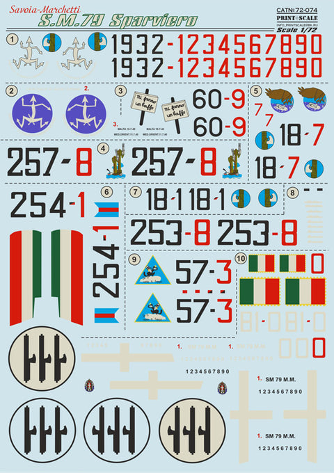 Print Scale 72-074 1/72 S.M. 79 Sparviero 72-074 Scale 1/72
