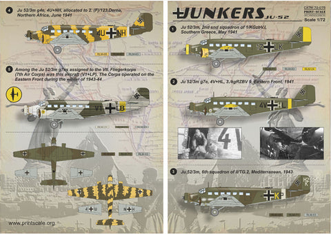 Print Scale 72-075 1/72 Junkers JU-52 72-075 Scale 1/72