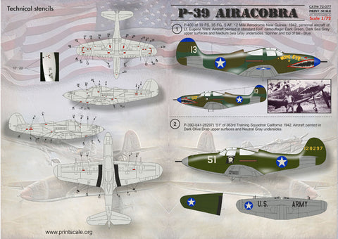Print Scale 72-077 1/72 P-39 Airacobra 72-077 Scale 1/72