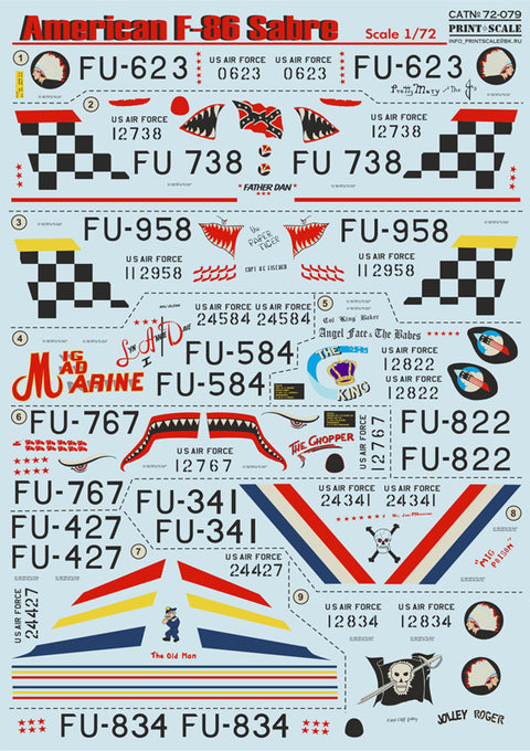 Print Scale 72-079 1/72 F-86E Sabre The complete set 2 leaf