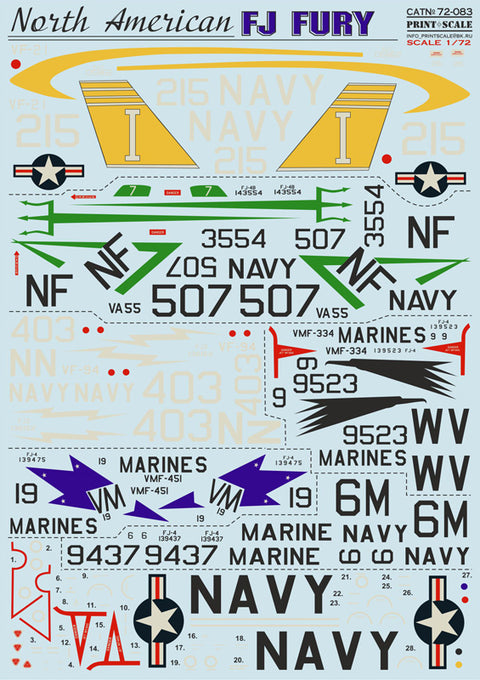 Print Scale 72-083 1/72 North American FJ Fury