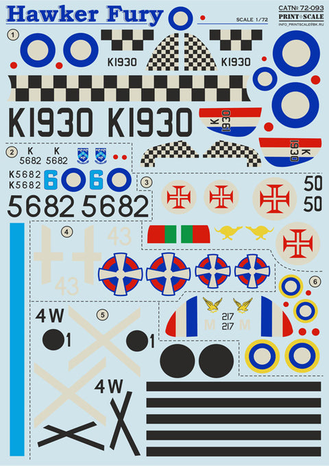 Print Scale 72-093 1/72 Hawker Fury